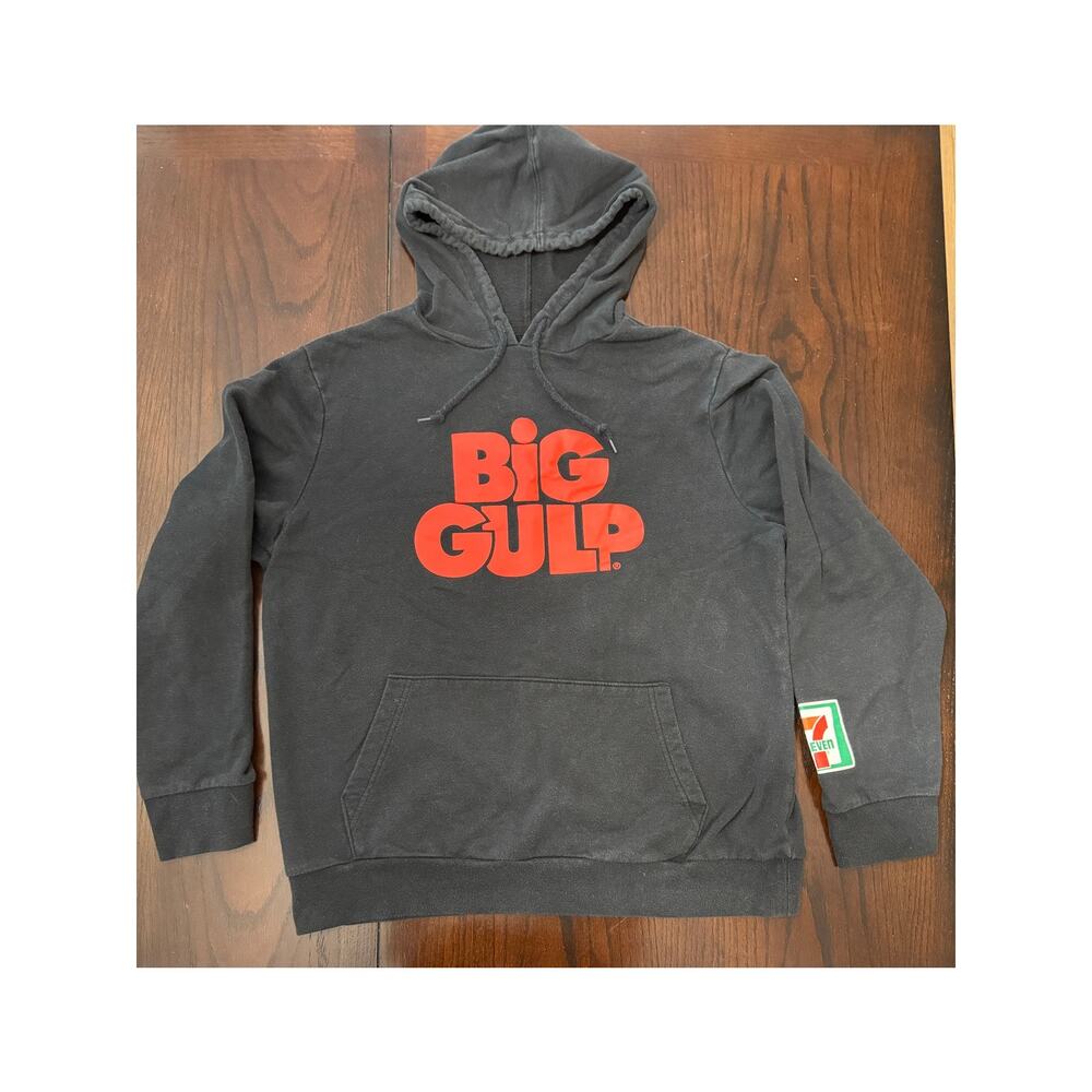 Men's 7-Eleven Big Gulp Hoodie Pullover Size Large Black and Red